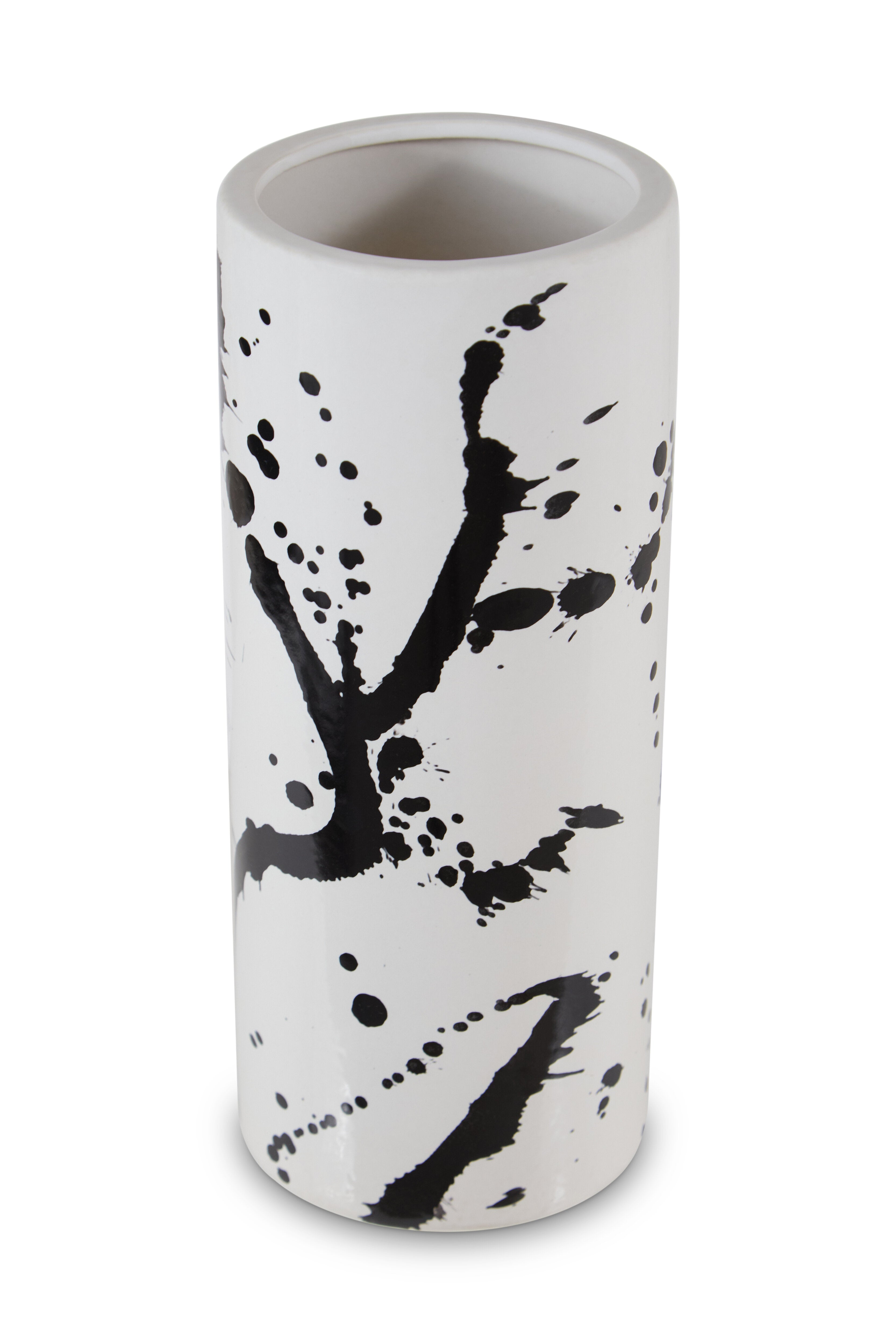 Agnes Black & White Splash Ceramic Vase | Small